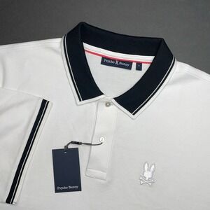 NEW Psycho Bunny Polo Shirt 3XL 9 Short Sleeve White Oak City Pique Pima Cotton